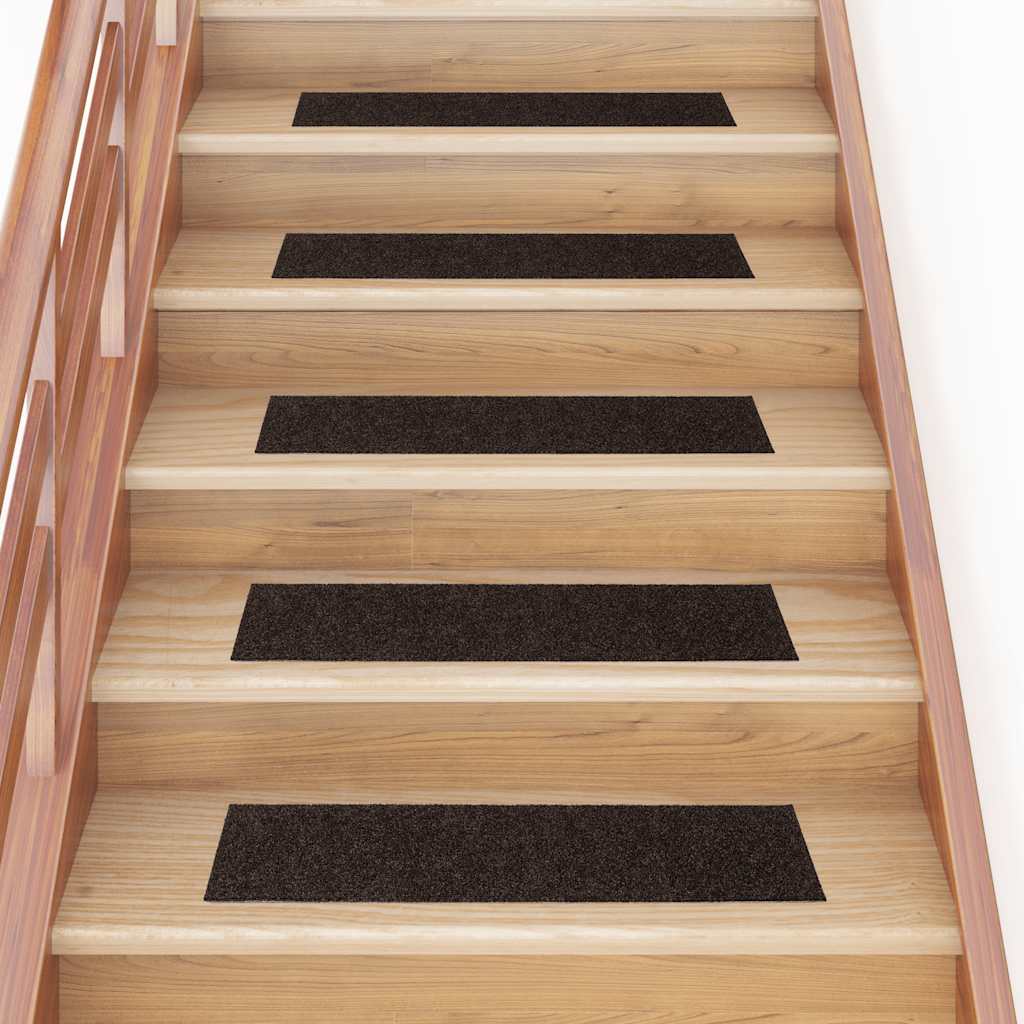 Vidaxl Stair Mats auto-adhésif 15 pièces 76x20 cm Rectangulaire brun foncé