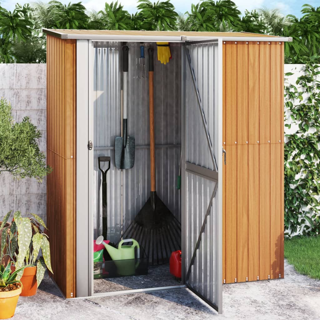 Vidaxl jardin hangar 180.5x97x209.5 cm brun en acier galvanisé