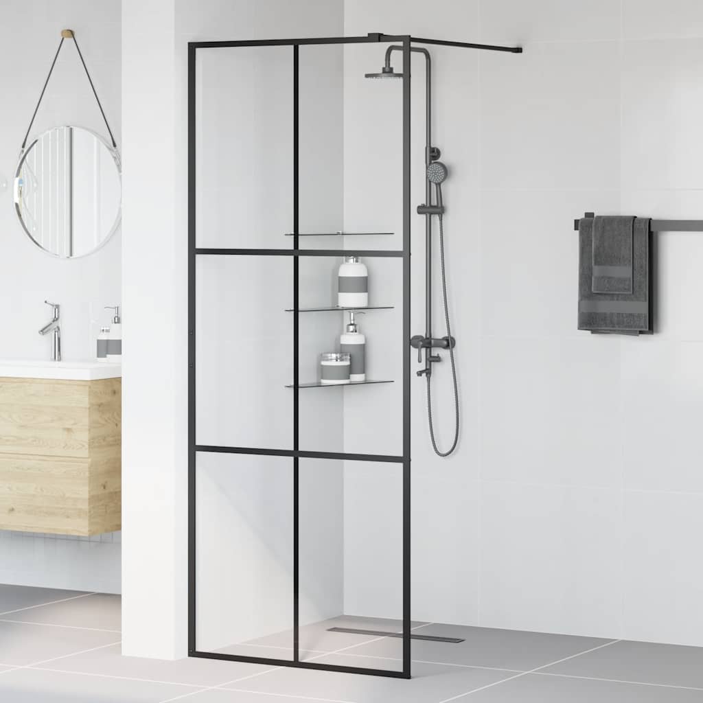 Vidaxl Walk-In Walking Mur 80x195 cm esg-glas transparent et noir