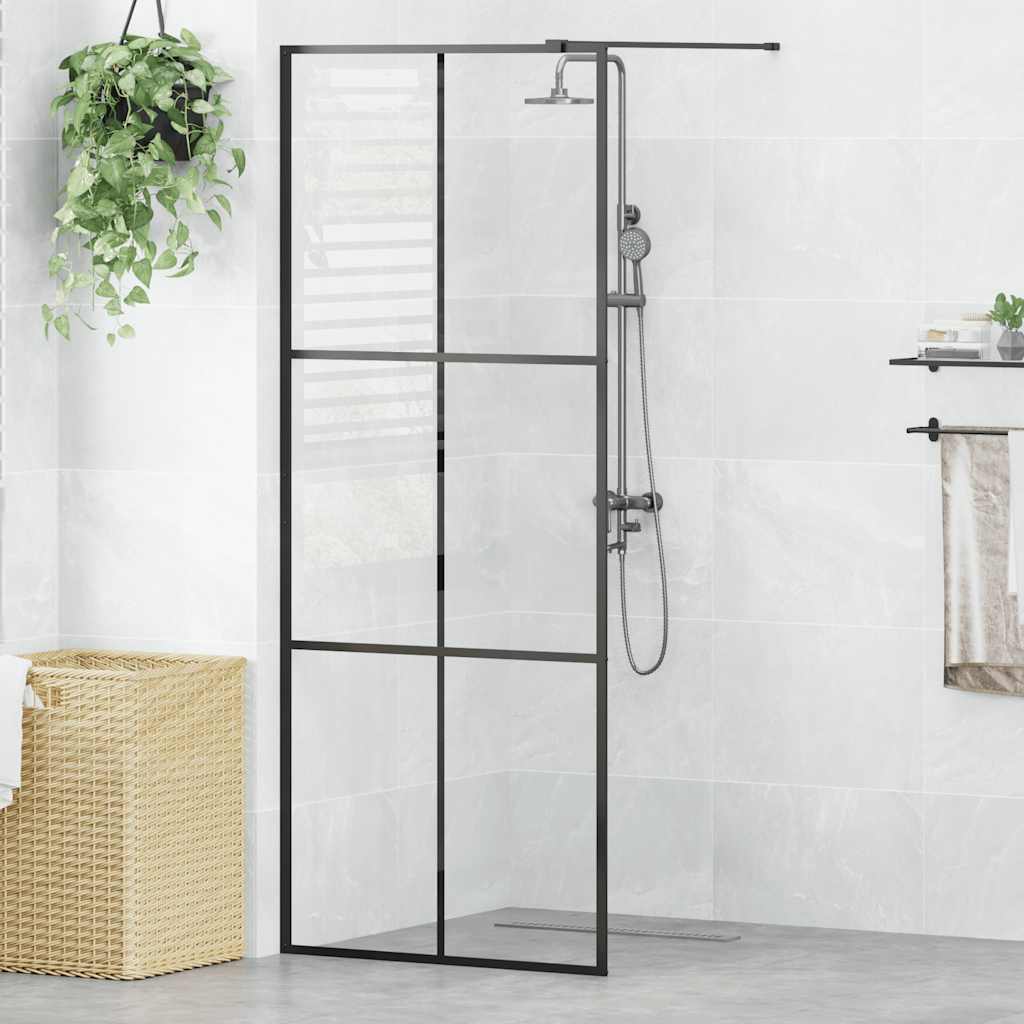 Vidaxl Walk-In Walking Mur 80x195 cm esg-glas transparent et noir