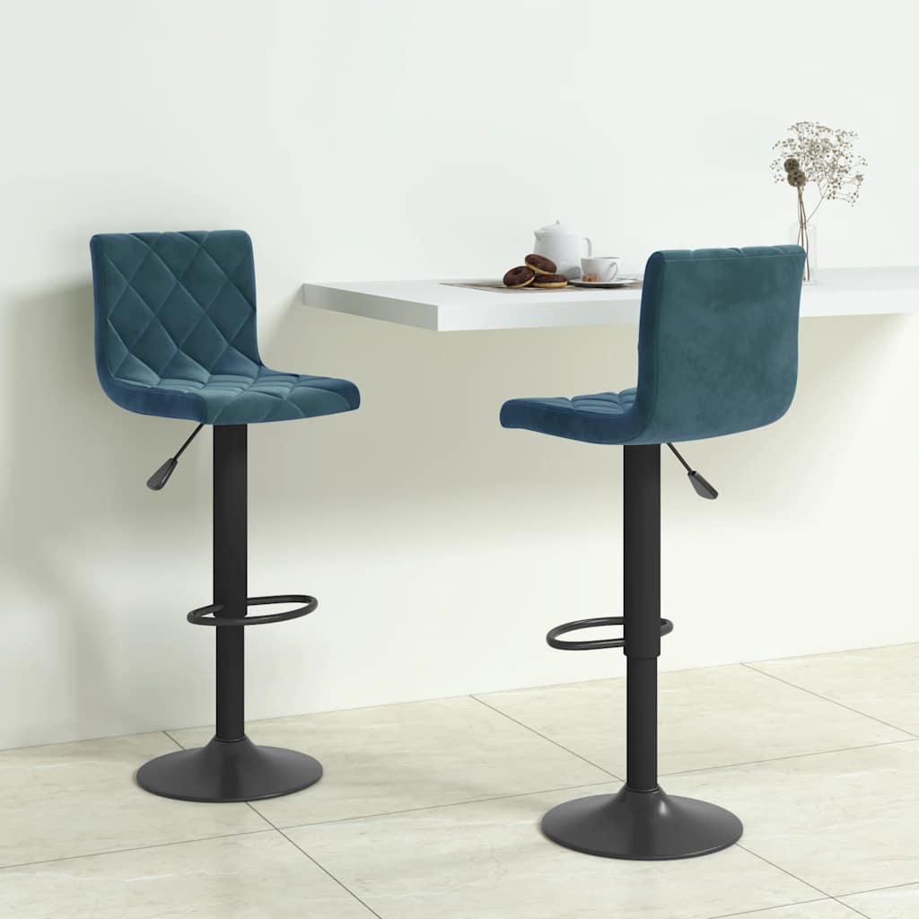 Vidaxl barkrukken 2 st fluweel blauw