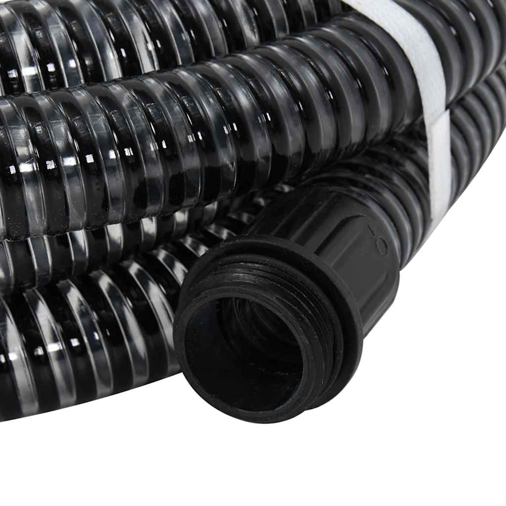 Vidaxl Sucking tuyau avec accouplements en laiton 1,1 '' 15 m PVC noir