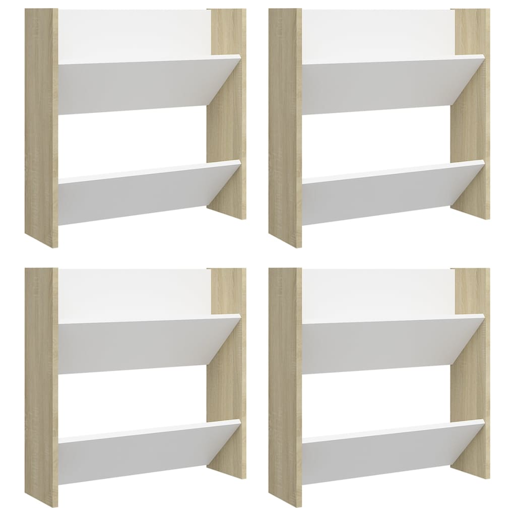 Armoires de chaussures murales vidaxl 4 ST 60x18x60 cm Bois blanc sonoma chêne