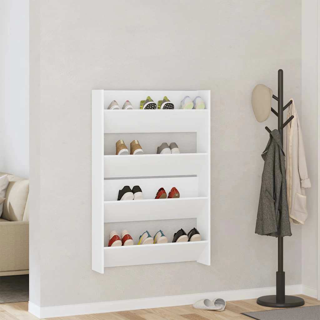 Vidaxl wandschoenenkasten 2 st 80x18x60 cm spaanplaat wit