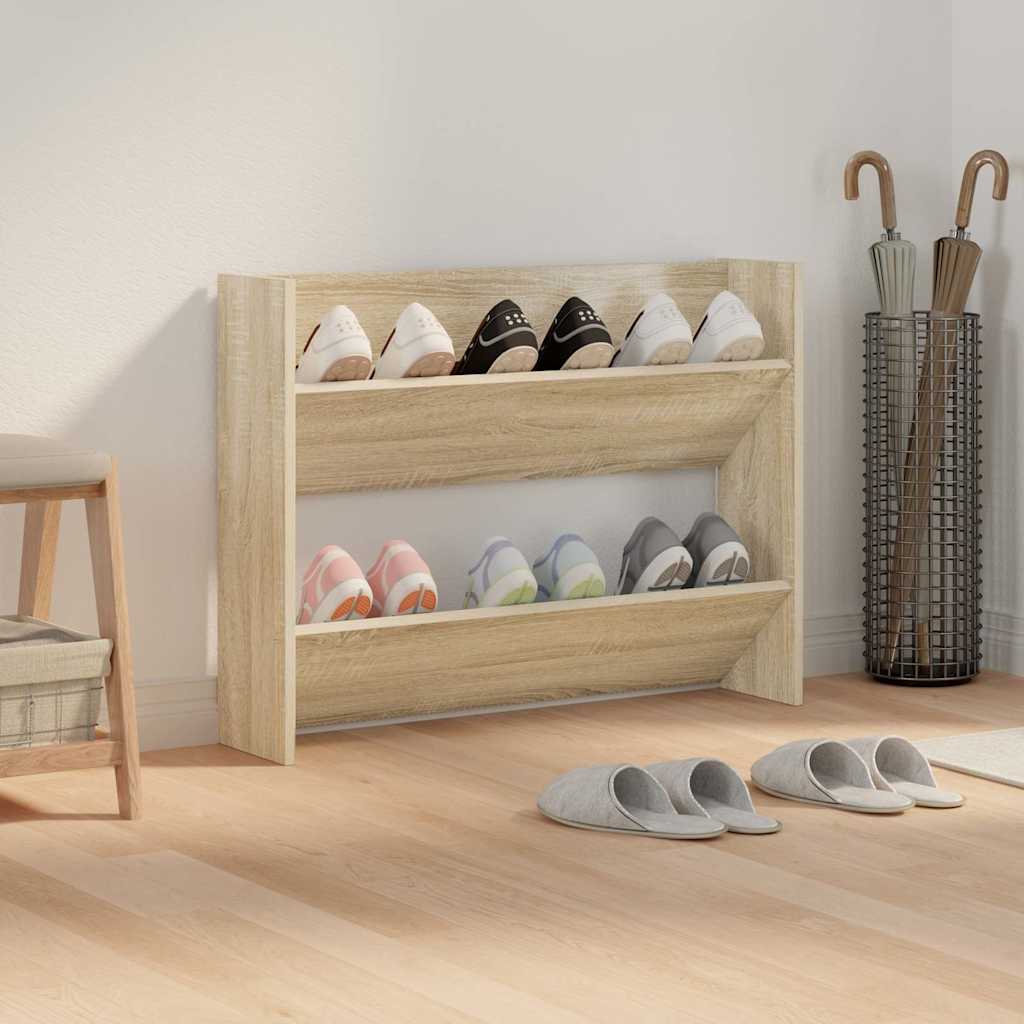 Armoire à chaussures murales vidaxl 80x18x60 cm en bois de bois de chêne sonoma -colore