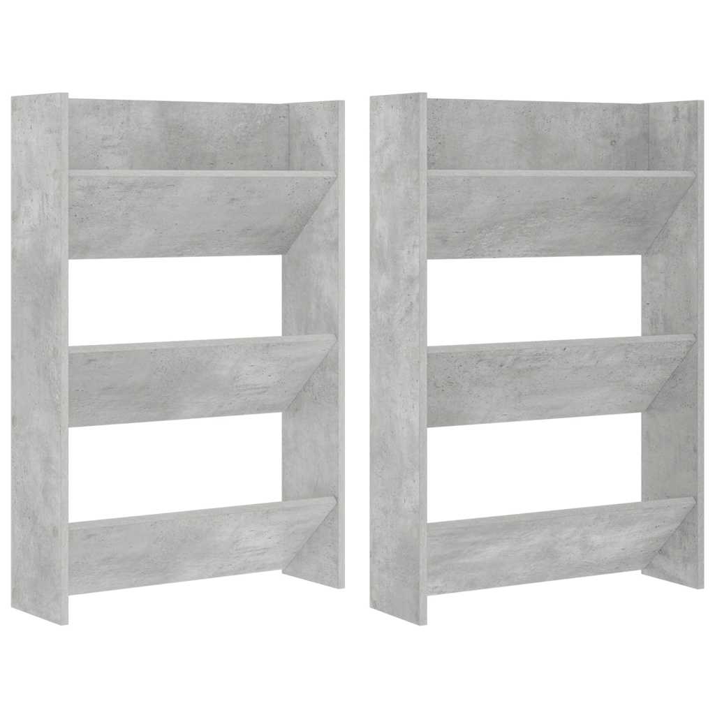 Armoires à chaussures murales vidaxl 2 PCS 60x18x90 cm plaque de plaque de béton