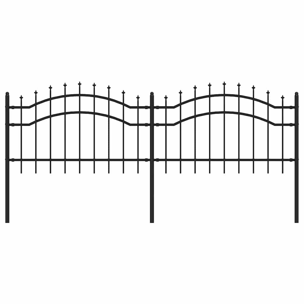 VidaXL clôture de jardin avec extrémités de barre 115 cm acier thermolaqué noir