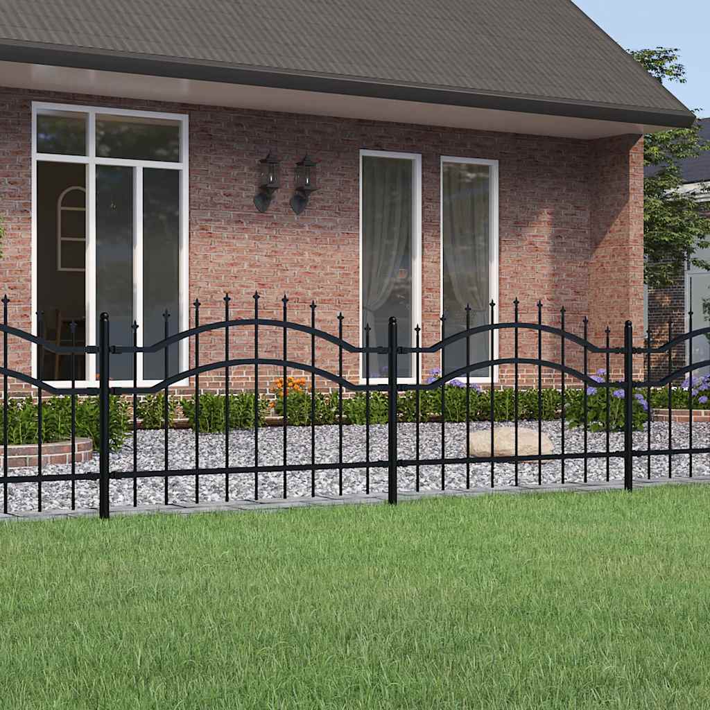 VidaXL clôture de jardin avec extrémités de barre 115 cm acier thermolaqué noir