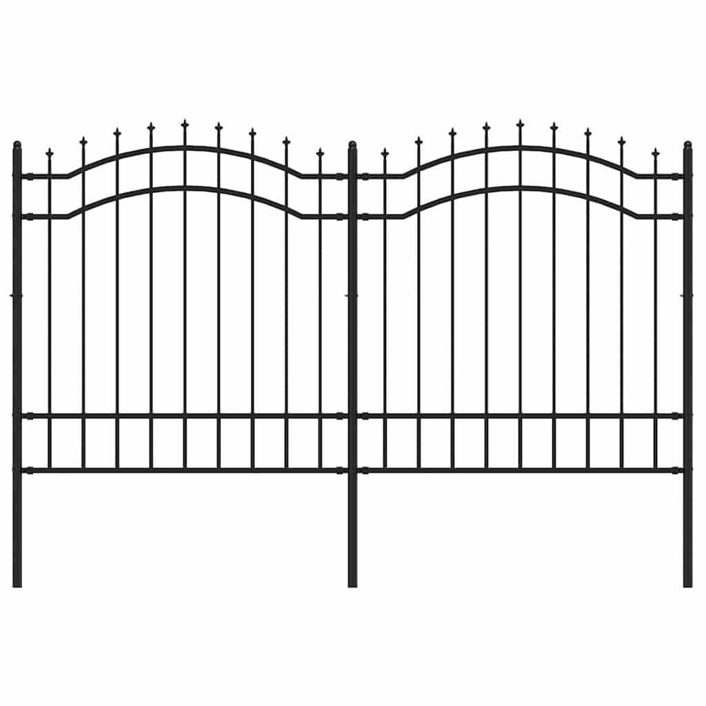 VidaXL clôture de jardin avec extrémités de barre 165 cm acier thermolaqué noir