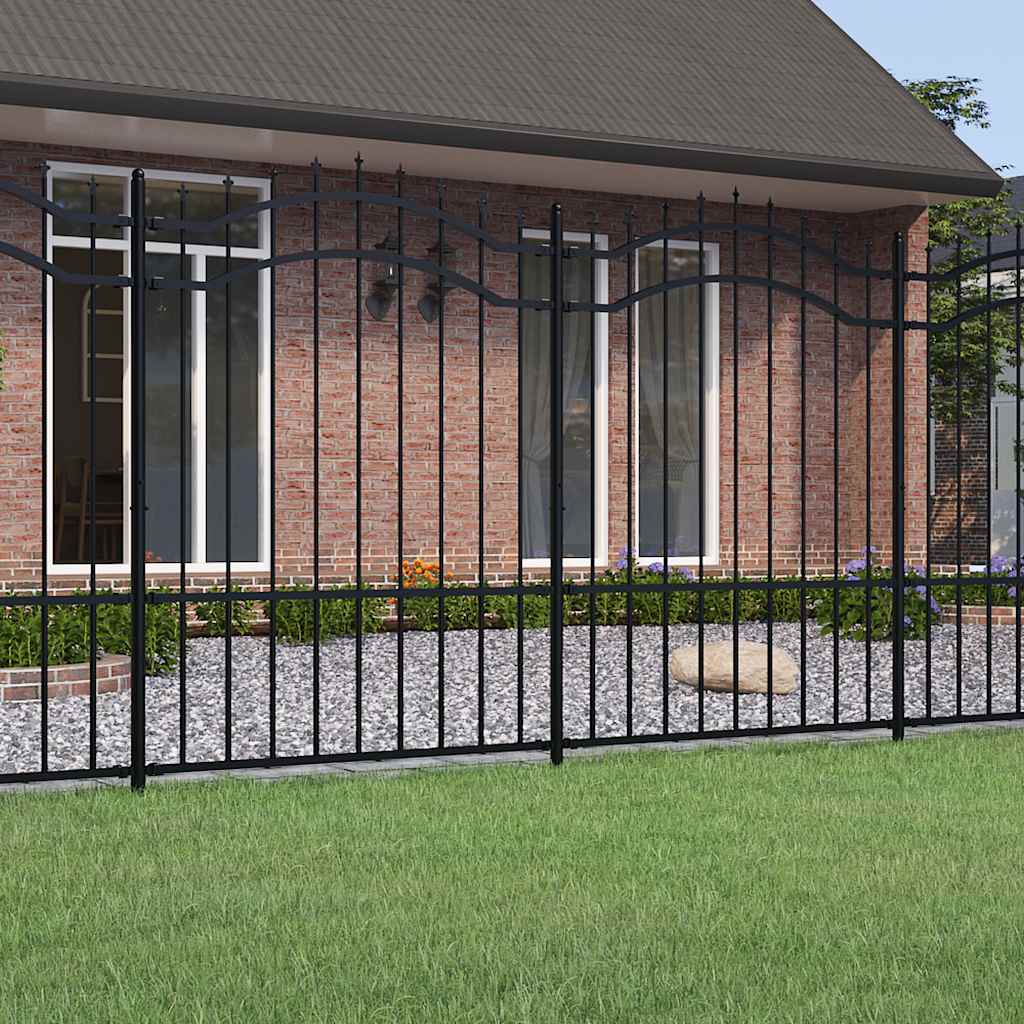 VidaXL clôture de jardin avec extrémités de barre 190 cm acier thermolaqué noir