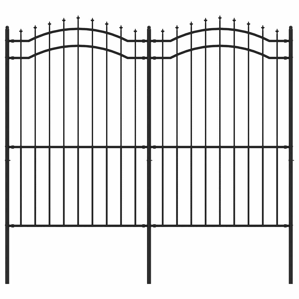 VidaXL clôture de jardin avec extrémités de barre 222 cm acier thermolaqué noir