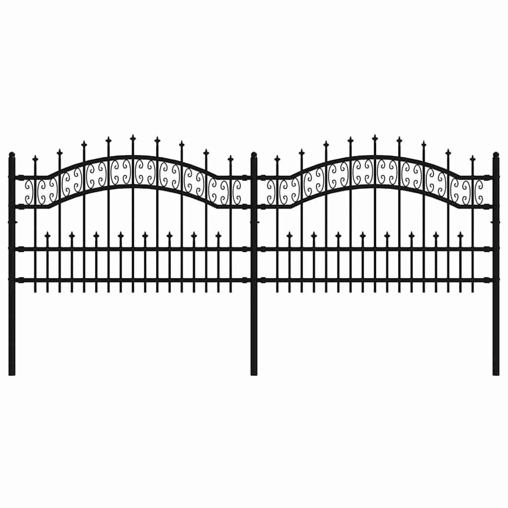 VidaXL clôture de jardin avec extrémités de barre 115 cm acier thermolaqué noir
