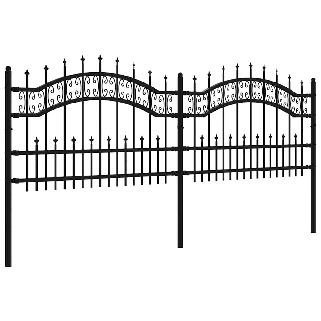 VidaXL clôture de jardin avec extrémités de barre 115 cm acier thermolaqué noir