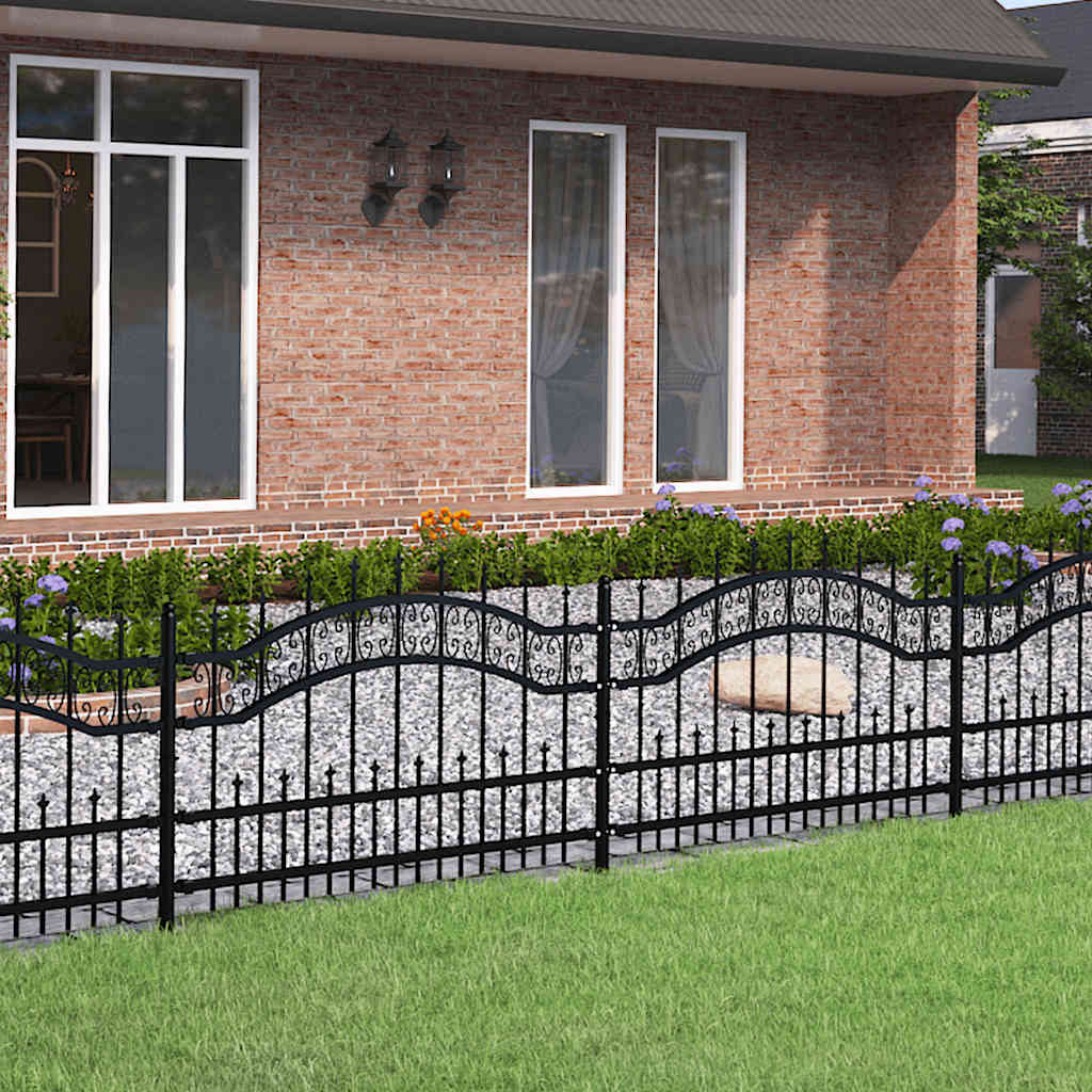 VidaXL clôture de jardin avec extrémités de barre 115 cm acier thermolaqué noir