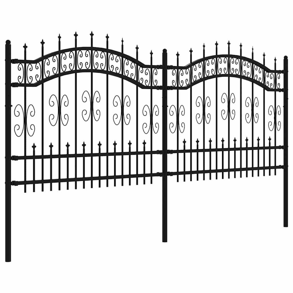 VidaXL clôture de jardin avec extrémités de barre 140 cm acier thermolaqué noir