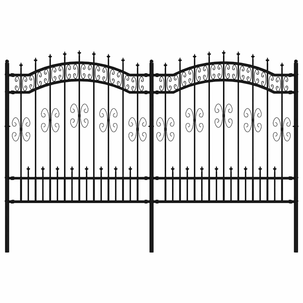 VidaXL clôture de jardin avec extrémités de barre 165 cm acier thermolaqué noir