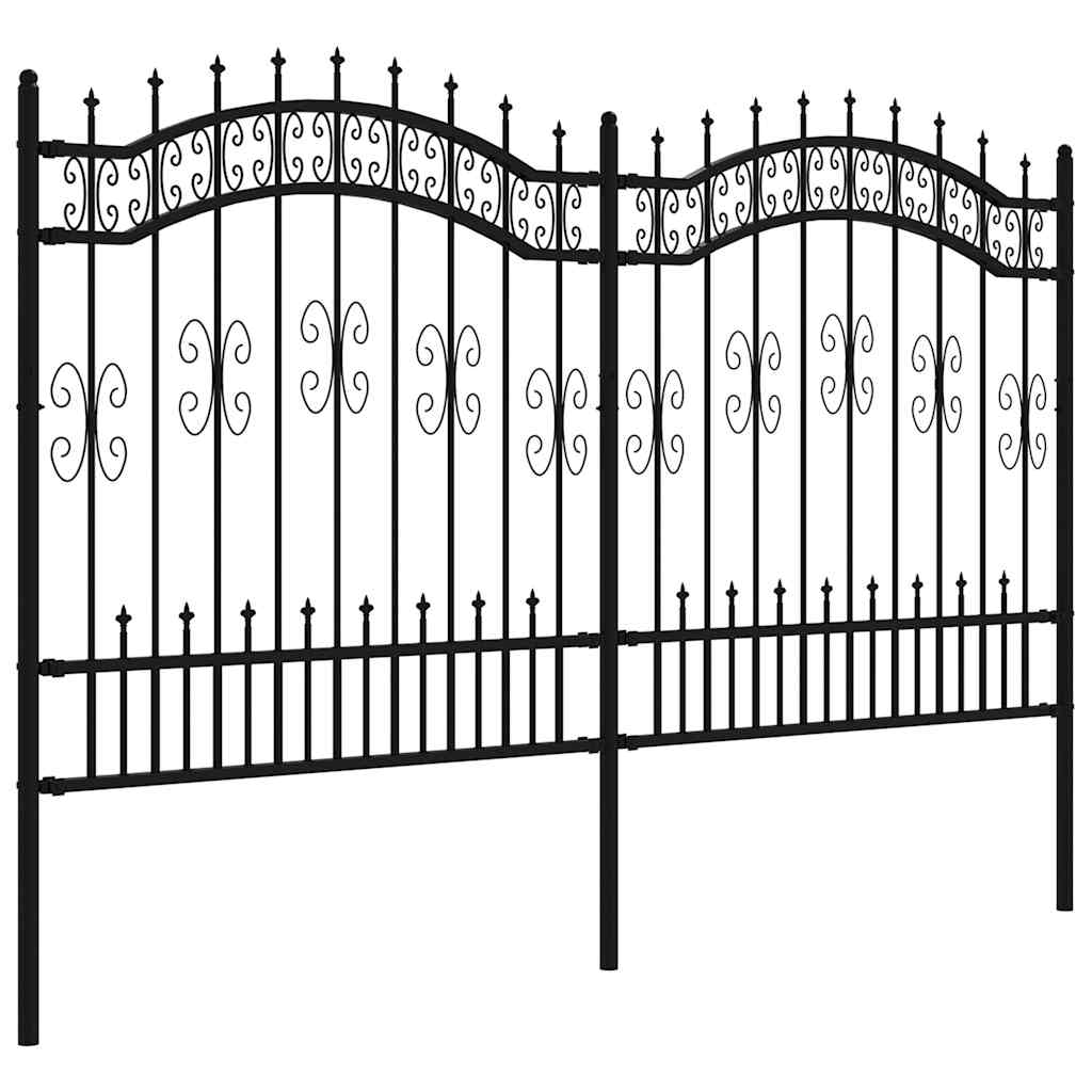 VidaXL clôture de jardin avec extrémités de barre 165 cm acier thermolaqué noir