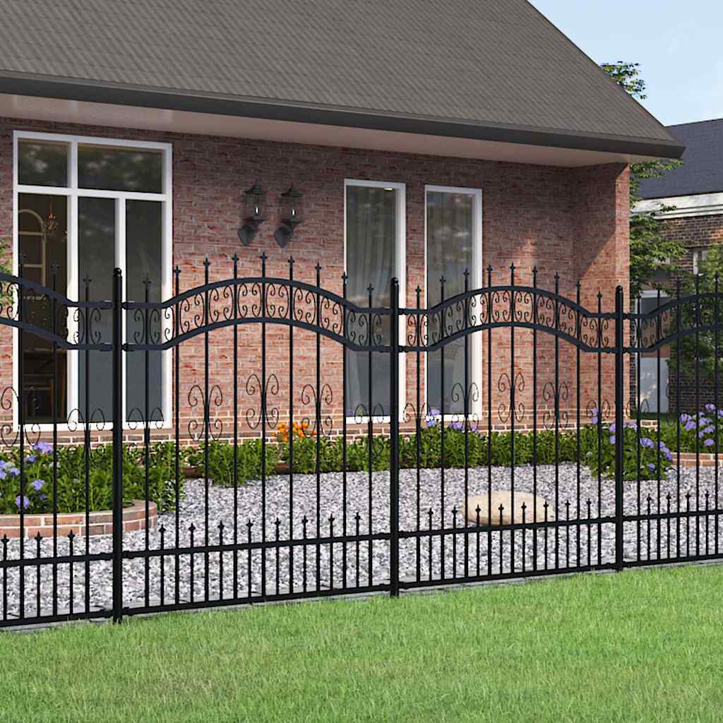 VidaXL clôture de jardin avec extrémités de barre 165 cm acier thermolaqué noir