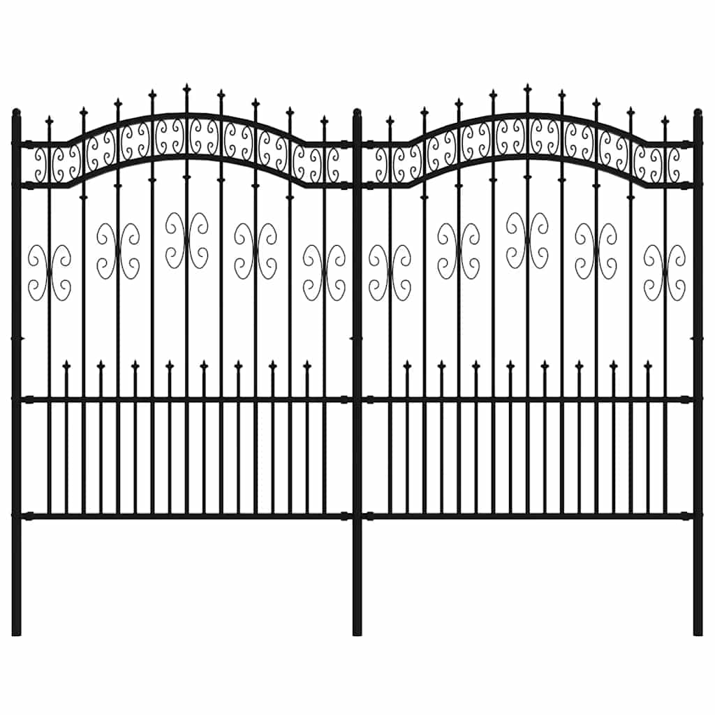 VidaXL clôture de jardin avec extrémités de barre 190 cm acier thermolaqué noir