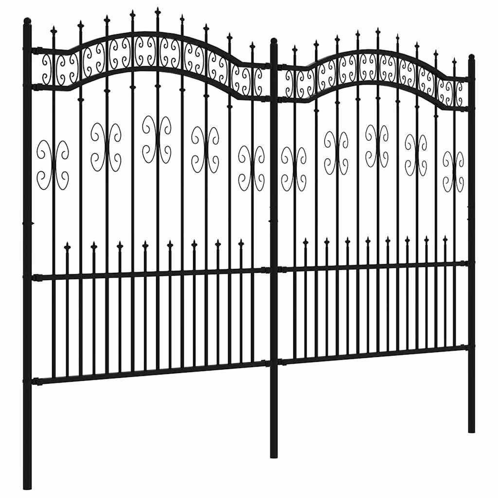 VidaXL clôture de jardin avec extrémités de barre 190 cm acier thermolaqué noir