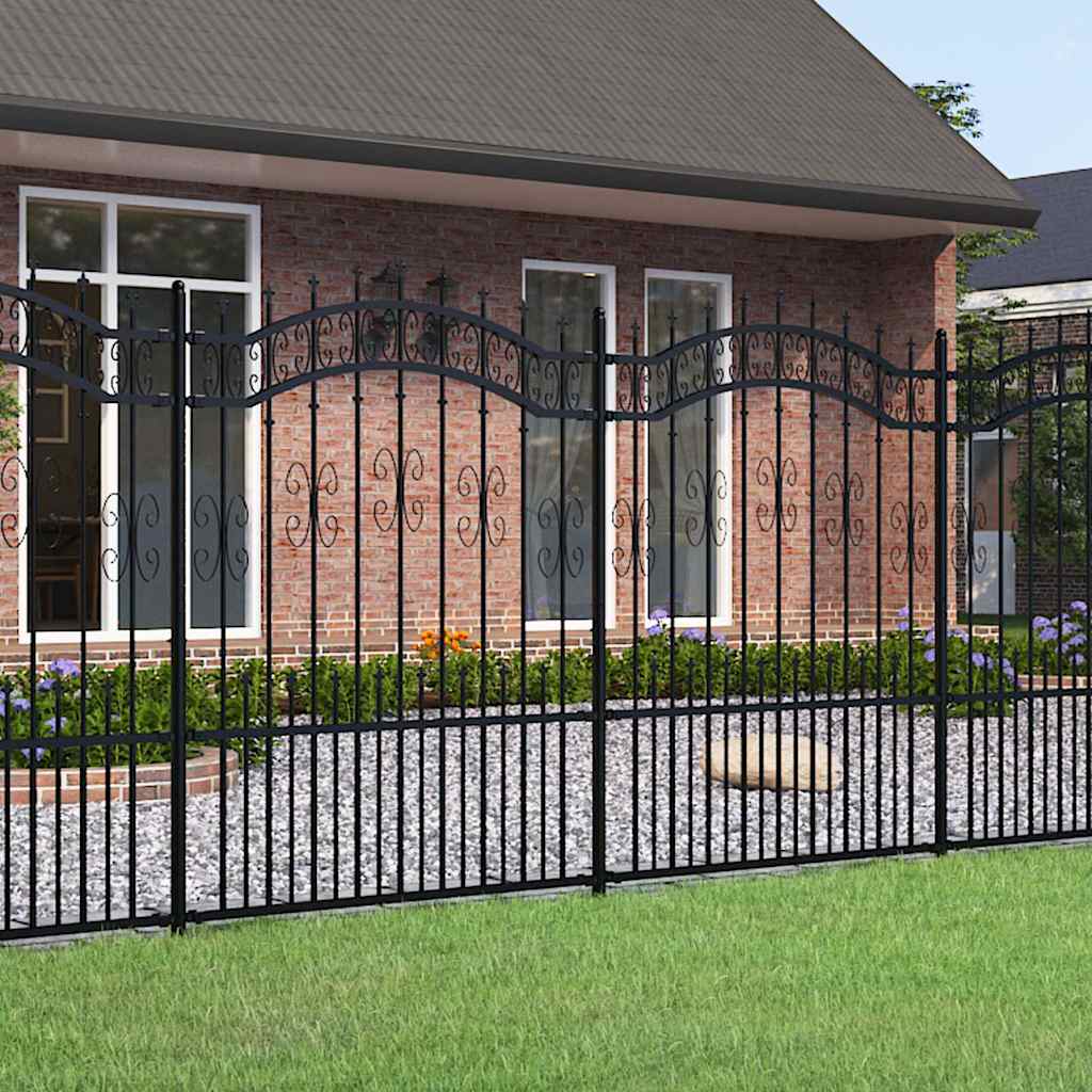 VidaXL clôture de jardin avec extrémités de barre 190 cm acier thermolaqué noir