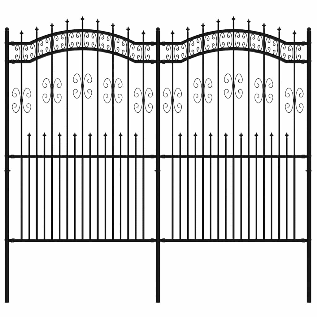 Vidaxxl clôture de jardin avec extrémités de barre 222 cm acier thermolaqué noir