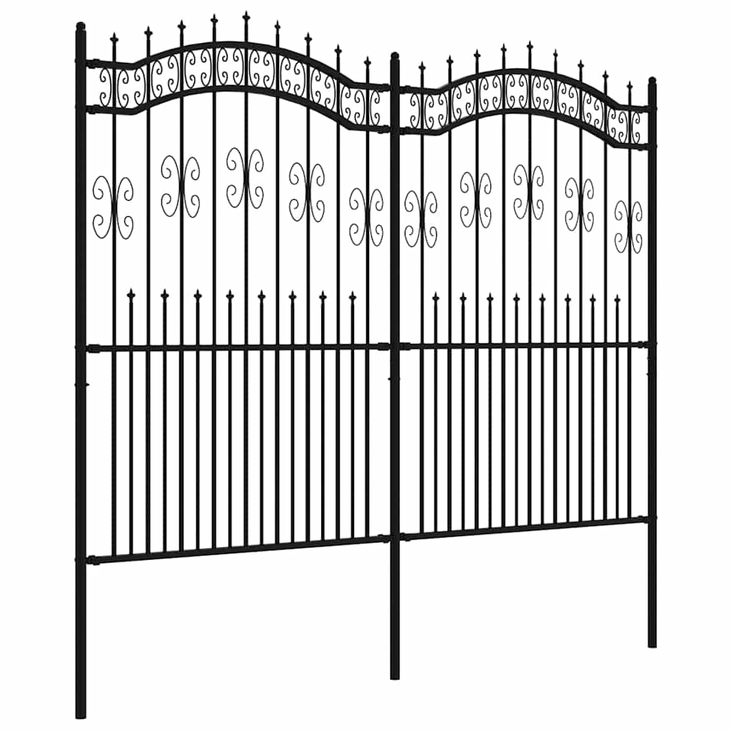 Vidaxxl clôture de jardin avec extrémités de barre 222 cm acier thermolaqué noir