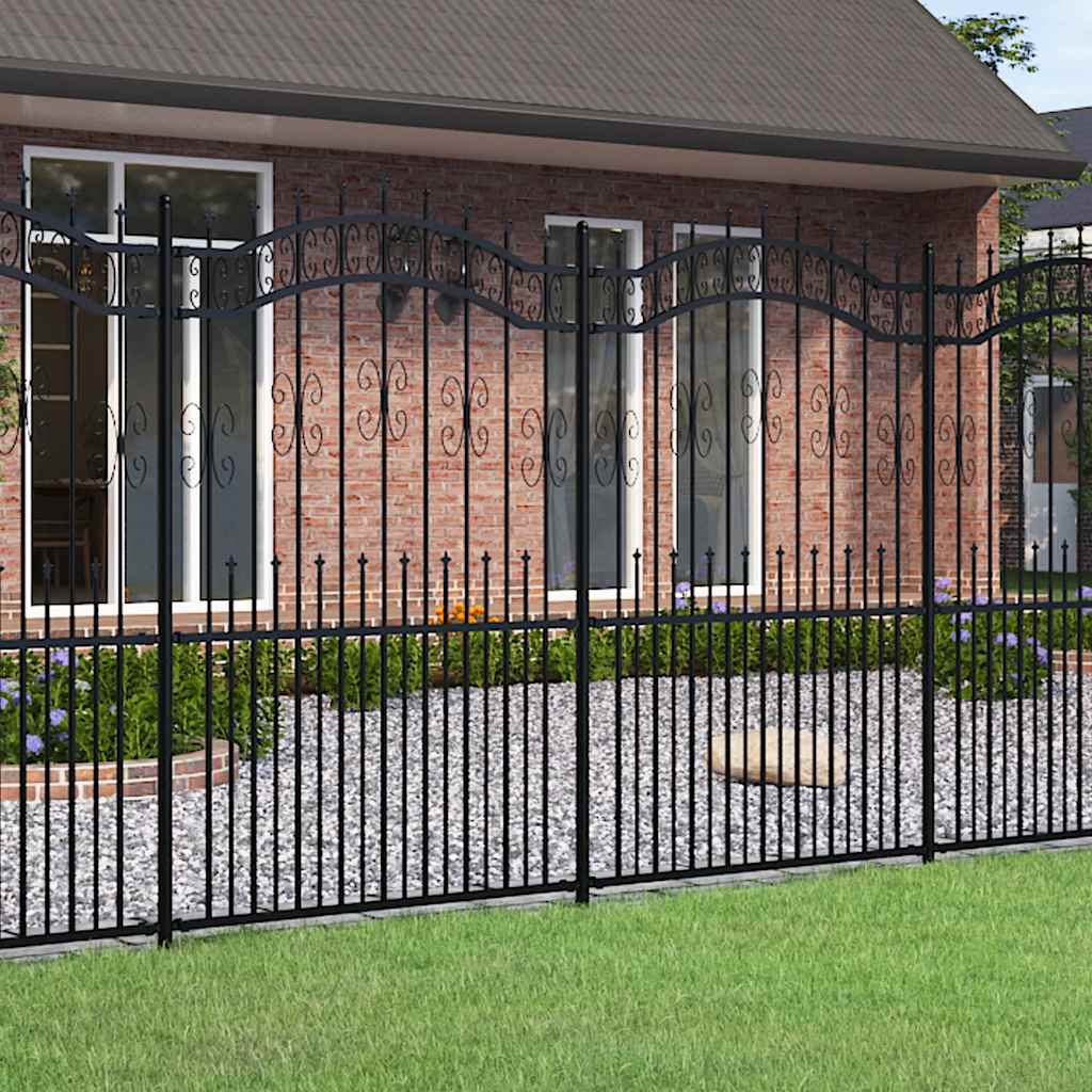 Vidaxxl clôture de jardin avec extrémités de barre 222 cm acier thermolaqué noir