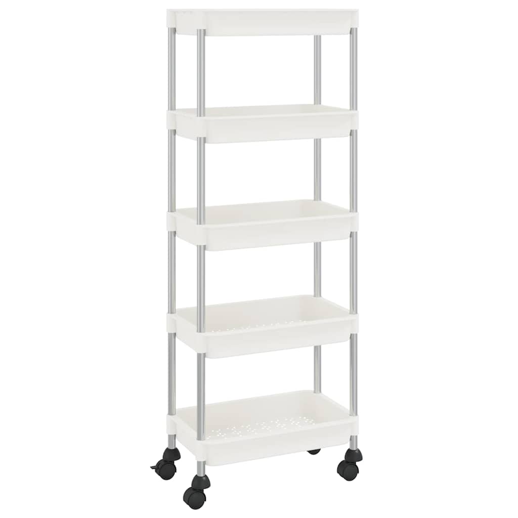 Vidaxl keukentrolley 5-laags 42x29x128 cm ijzer en abs wit