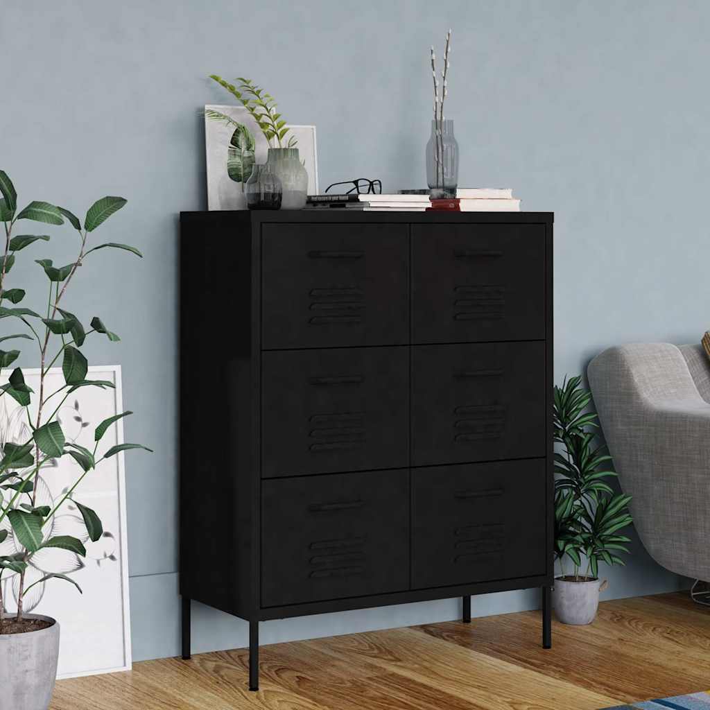 Vidaxl ladekast 80x35x101,5 cm staal zwart