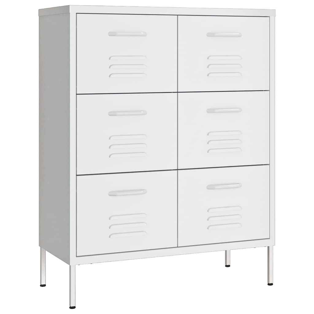 Vidaxl ladekast 80x35x101,5 cm staal wit