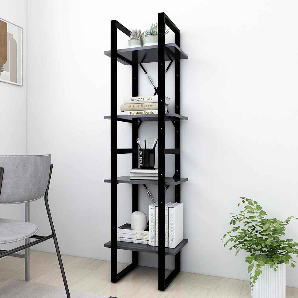 Vidaxl boekenkast met 4 schappen 40x30x140 cm bewerkt hout grijs