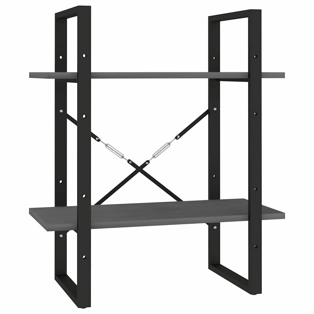 Vidaxl boekenkast met 2 schappen 60x30x70 cm massief grenenhout grijs