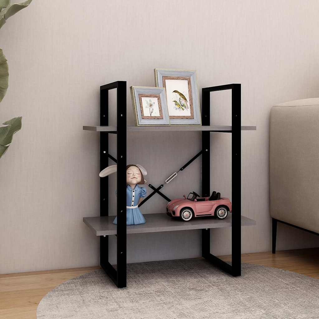 Vidaxl boekenkast met 2 schappen 60x30x70 cm massief grenenhout grijs