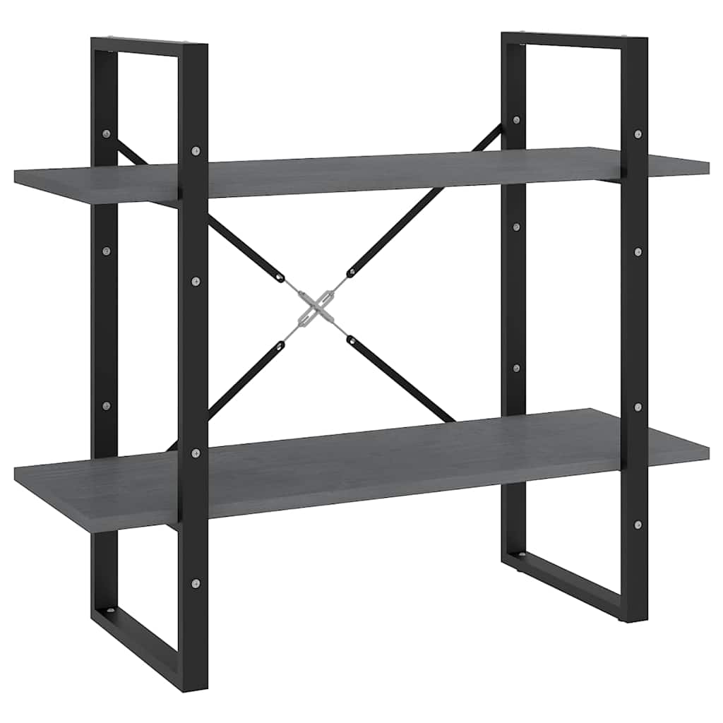 Vidaxl boekenkast met 2 schappen 80x30x70 cm massief grenenhout grijs