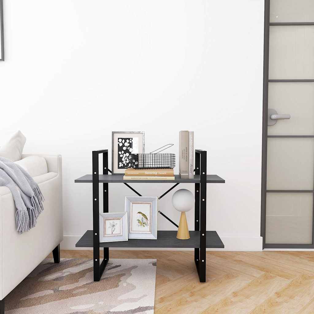 Vidaxl boekenkast met 2 schappen 80x30x70 cm massief grenenhout grijs