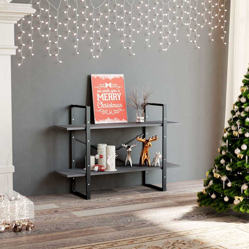 Vidaxl boekenkast met 2 schappen 100x30x70 cm massief grenenhout grijs