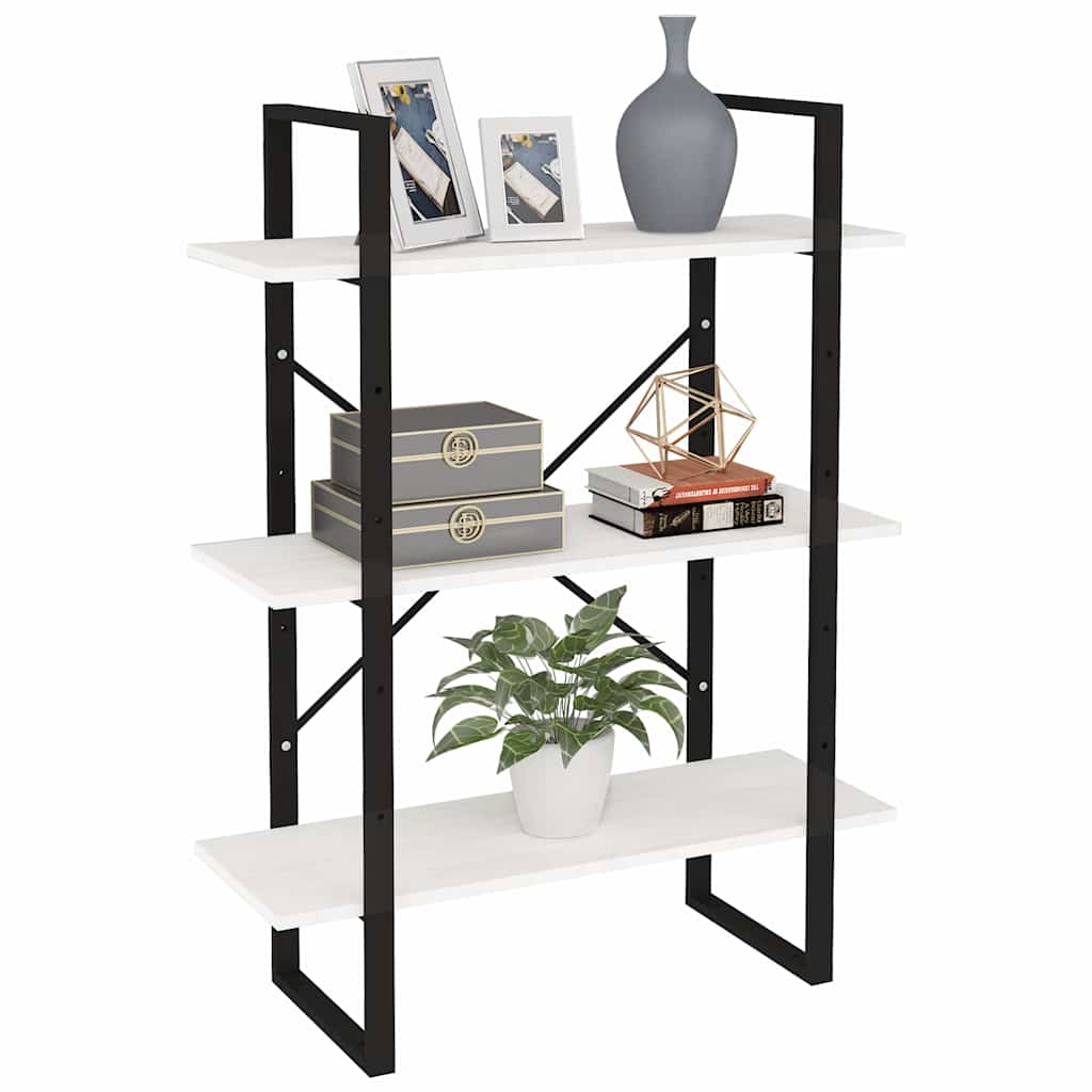 Vidaxl boekenkast met 3 schappen 80x30x105 cm massief grenenhout wit