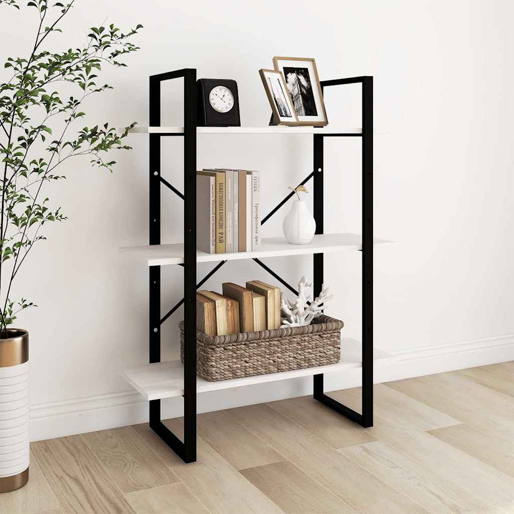 Vidaxl boekenkast met 3 schappen 80x30x105 cm massief grenenhout wit