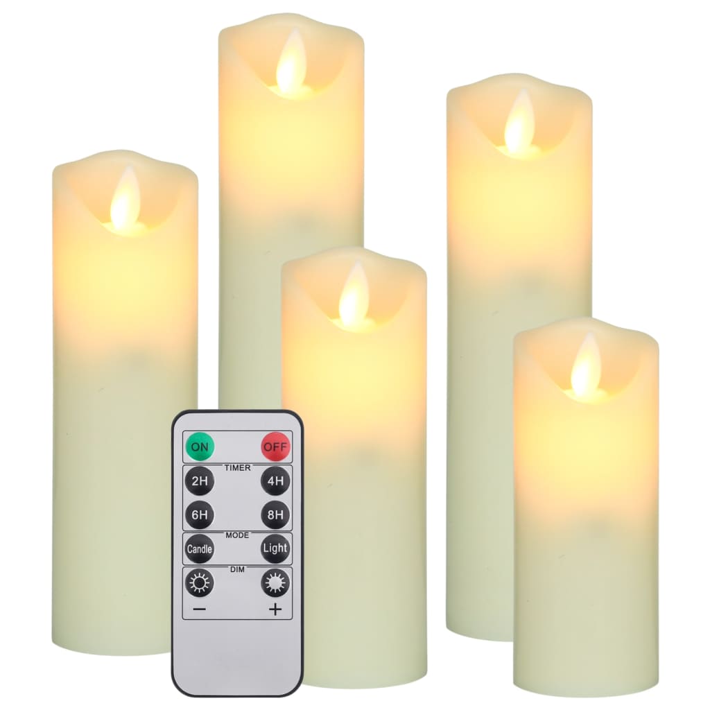 Ensemble de bougies Vidaxl 5 pièces avec télécommande LED WHITE CHAUD