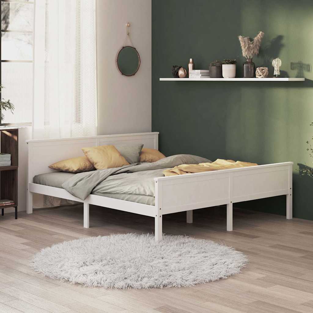 Vidaxl bedframe massief grenenhout wit 200x200 cm