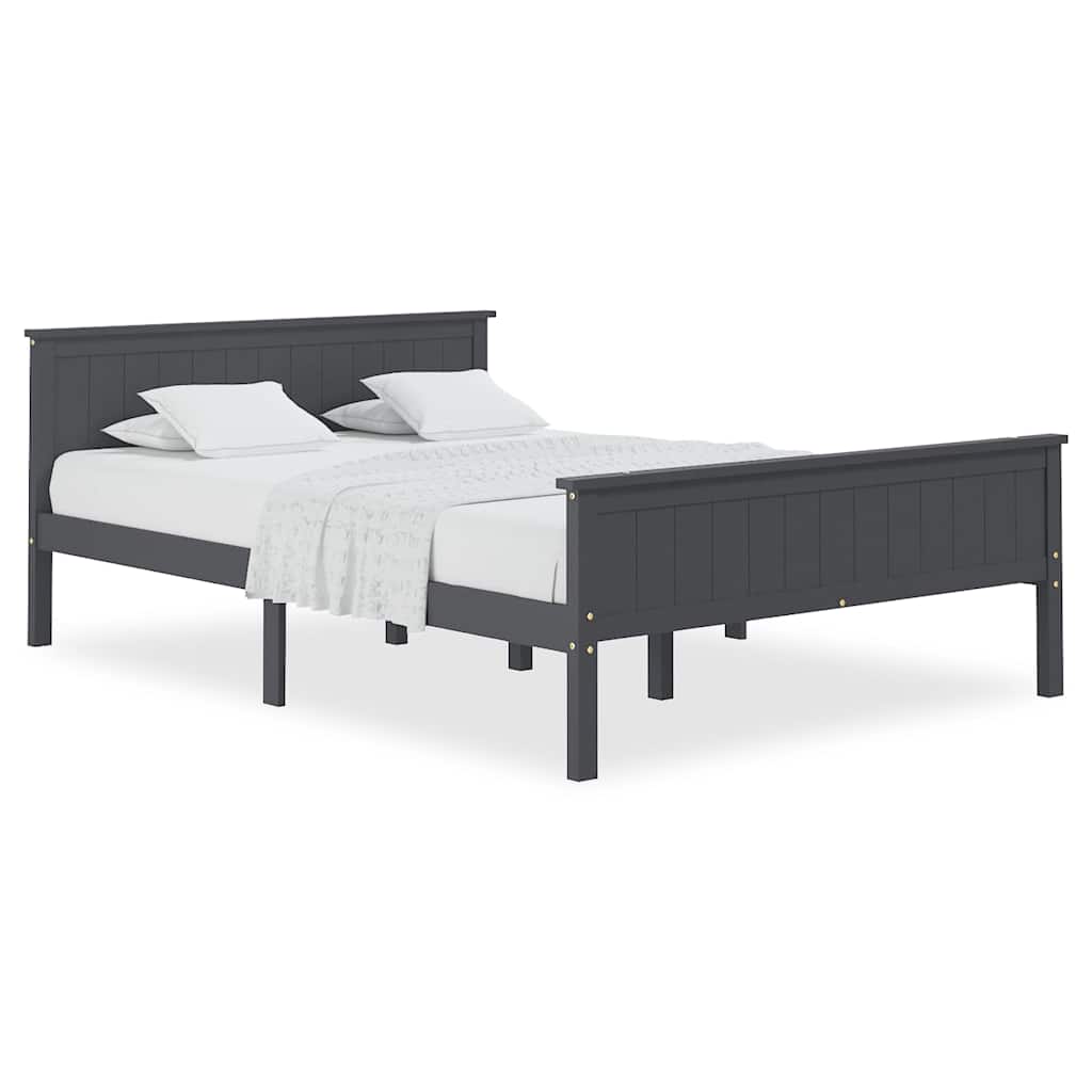 Vidaxl bedframe massief grenenhout grijs 160x200 cm