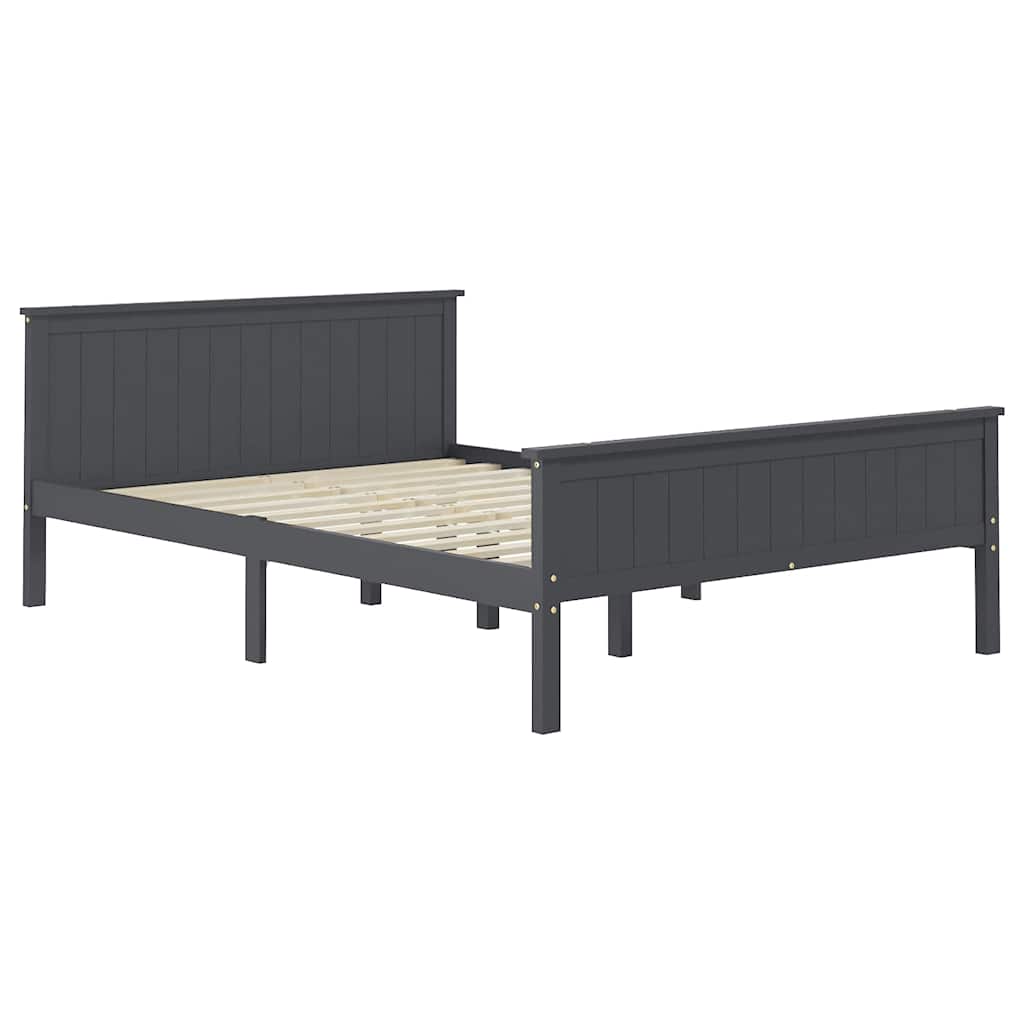 Vidaxl bedframe massief grenenhout grijs 160x200 cm