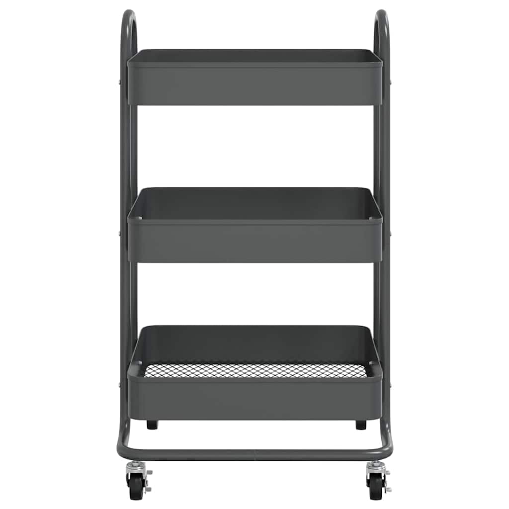 Vidaxl trolley 3-laags 43x34x79 cm staal antracietkleurig