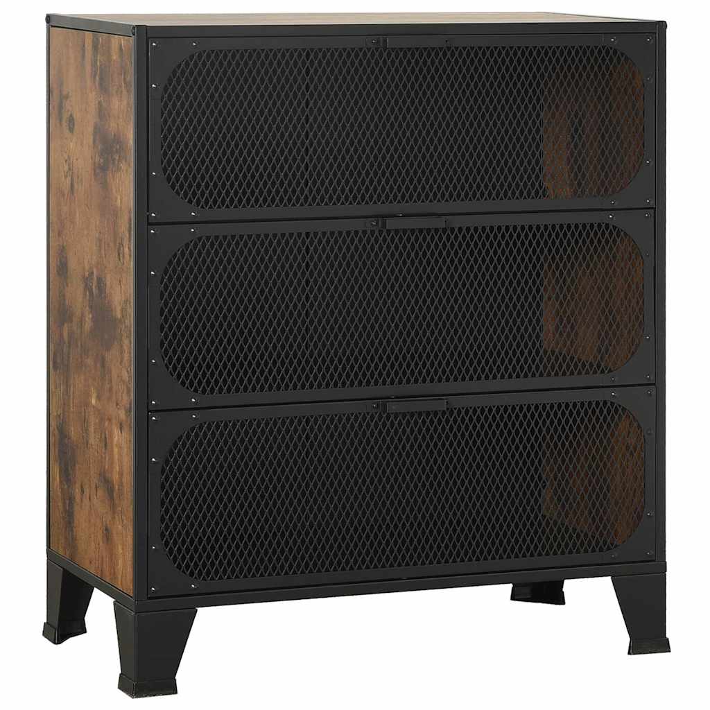 Vidaxl opbergkast 72x36x82 cm metaal en mdf rustiek bruin
