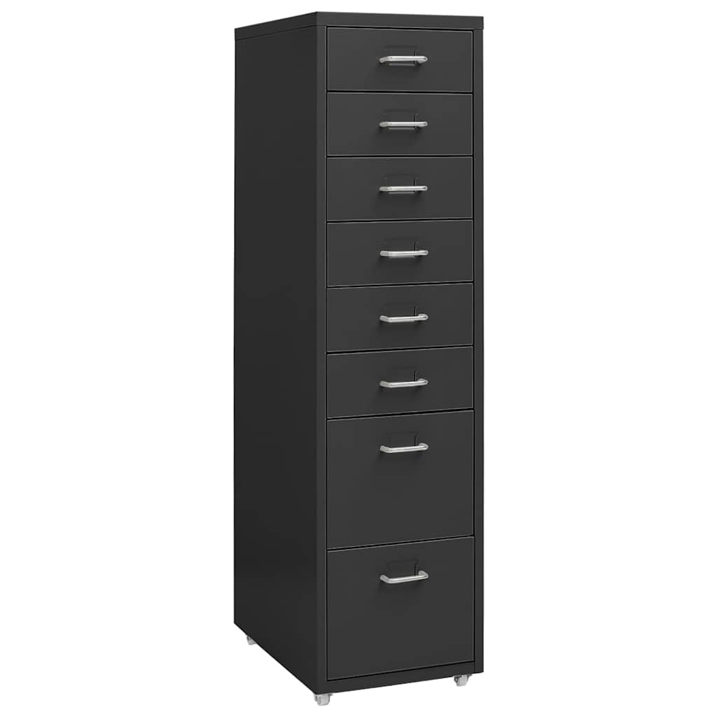 Vidaxl ladeblok verrijdbaar 28x41x109 cm metaal antracietkleurig
