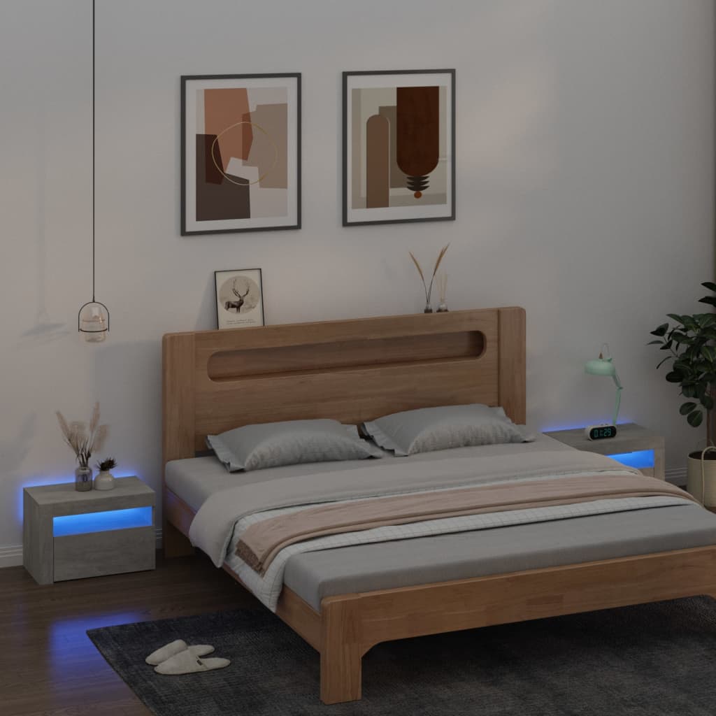 Vidaxl nachtkastjes 2 st met led-verlichting 60x35x40 cm betongrijs