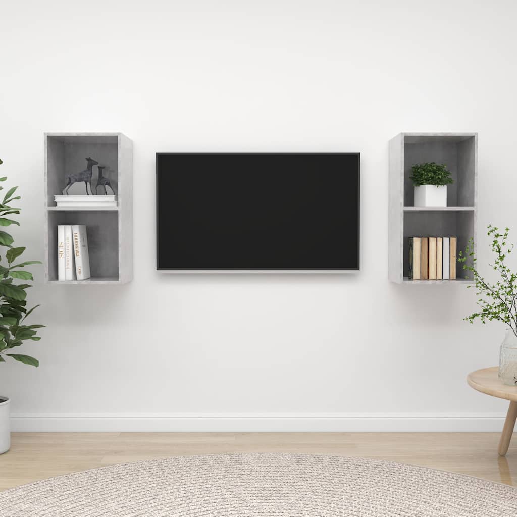 Vidaxl tv-wandmeubelen 2 st spaanplaat betongrijs