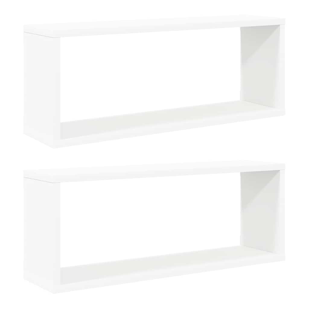 Vidaxl wandschappen kubus 2 st 60x15x23 cm bewerkt hout wit