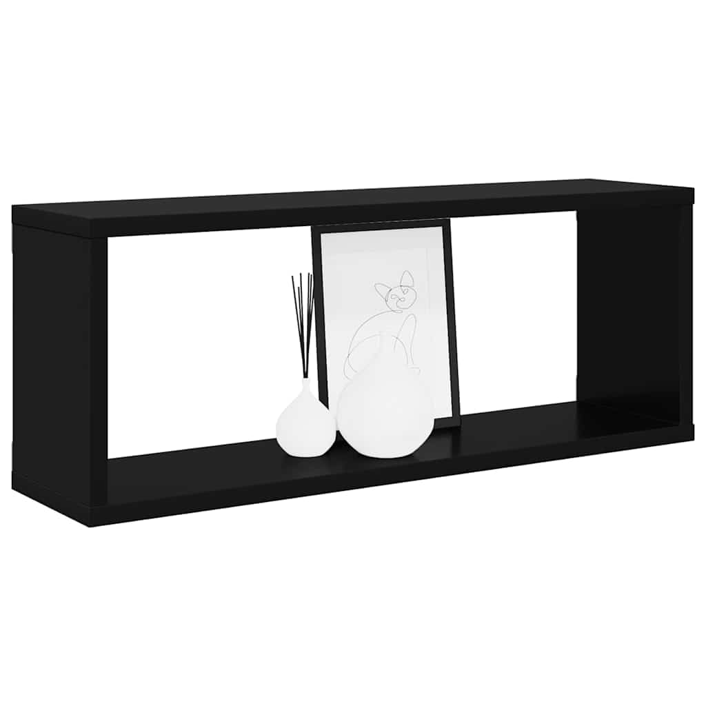 Vidaxl wandschappen kubus 4 st 60x15x23 cm bewerkt hout zwart